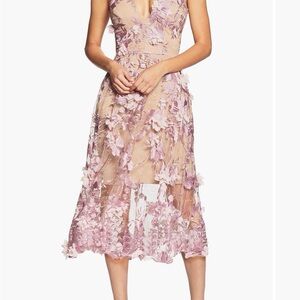 Dress the Population Pink Floral Lace Midi Dress